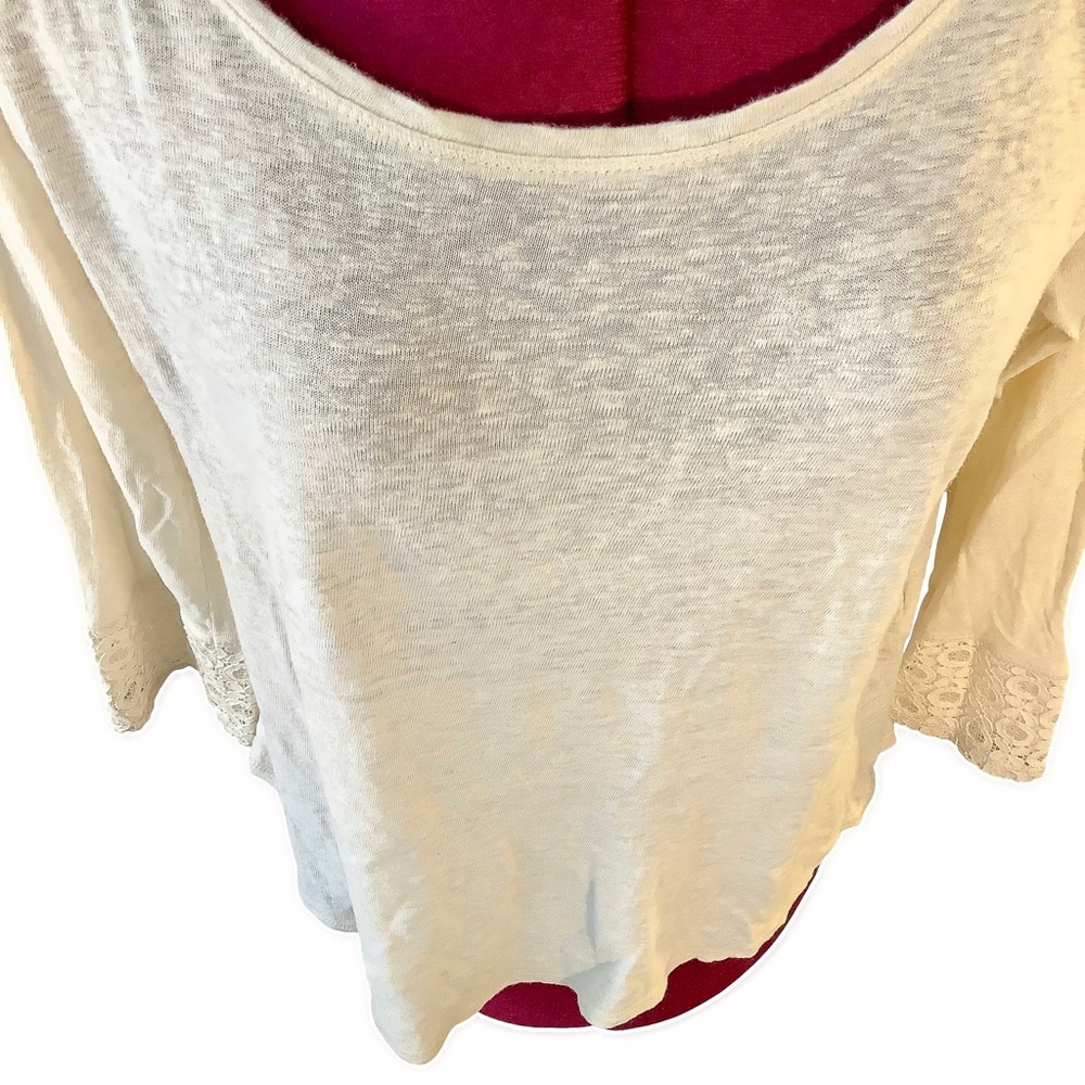 🍀LUCKY BRAND Beige Long Sleeve w/Lace - Picture 6 of 9